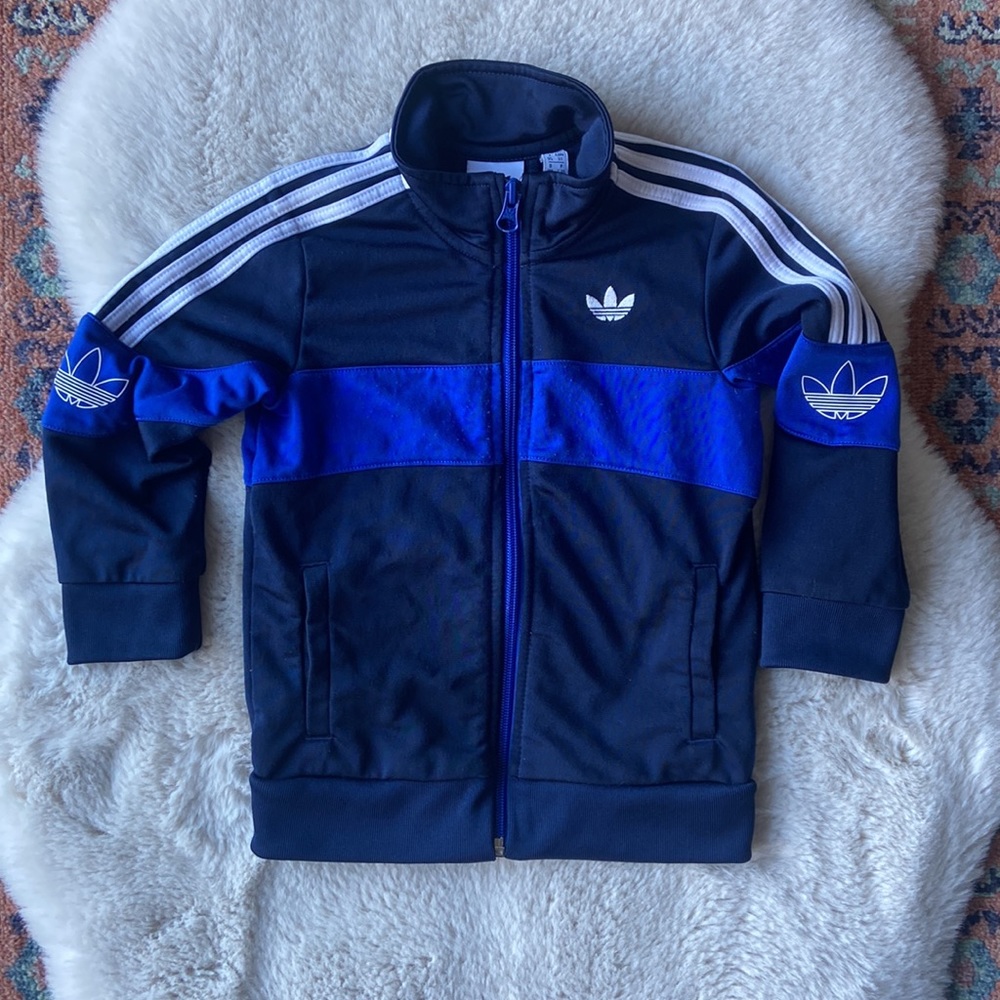 Adidas kids blue zip up track jacket athletic casual sporty unisex boys 3T